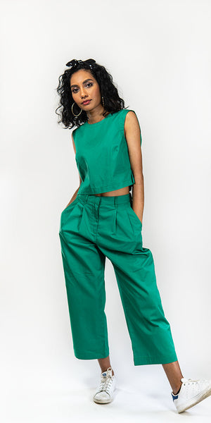 Dhaka Wide Leg Pants Emerald