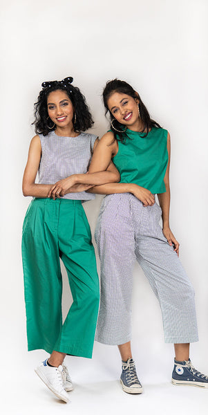 Dhaka Wide Leg Pants Check Print