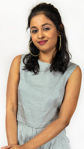 Dhaka Sleeveless Blouse Check Print