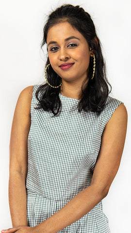 Dhaka Sleeveless Blouse Check Print