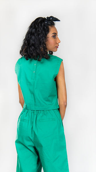 Dhaka Sleeveless Blouse Emerald