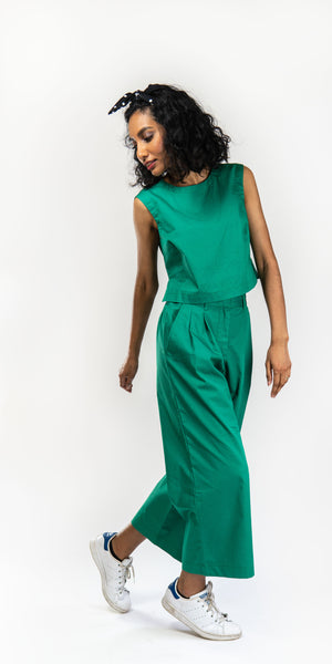 Dhaka Sleeveless Blouse Emerald